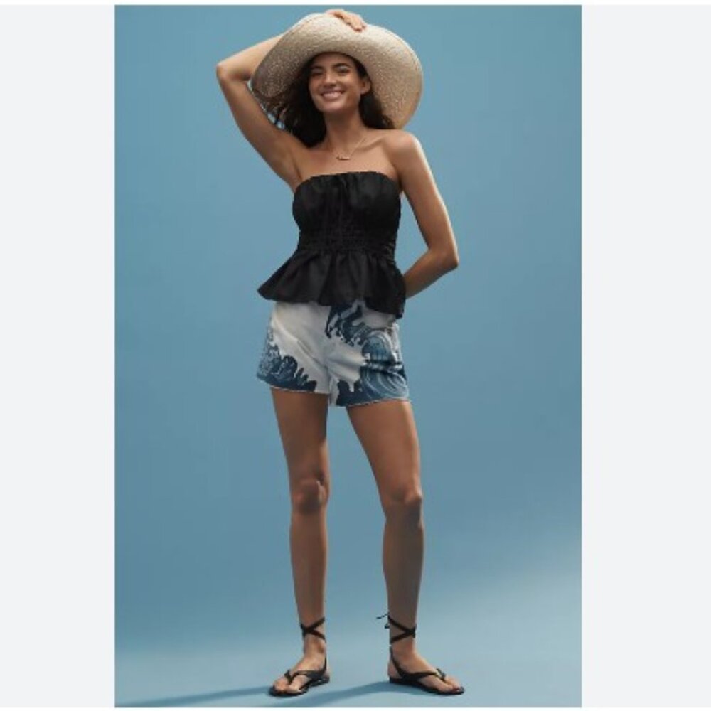 The Devon Denim Shorts by Pilcro: Wave Print Edition – Size 28 – NWT